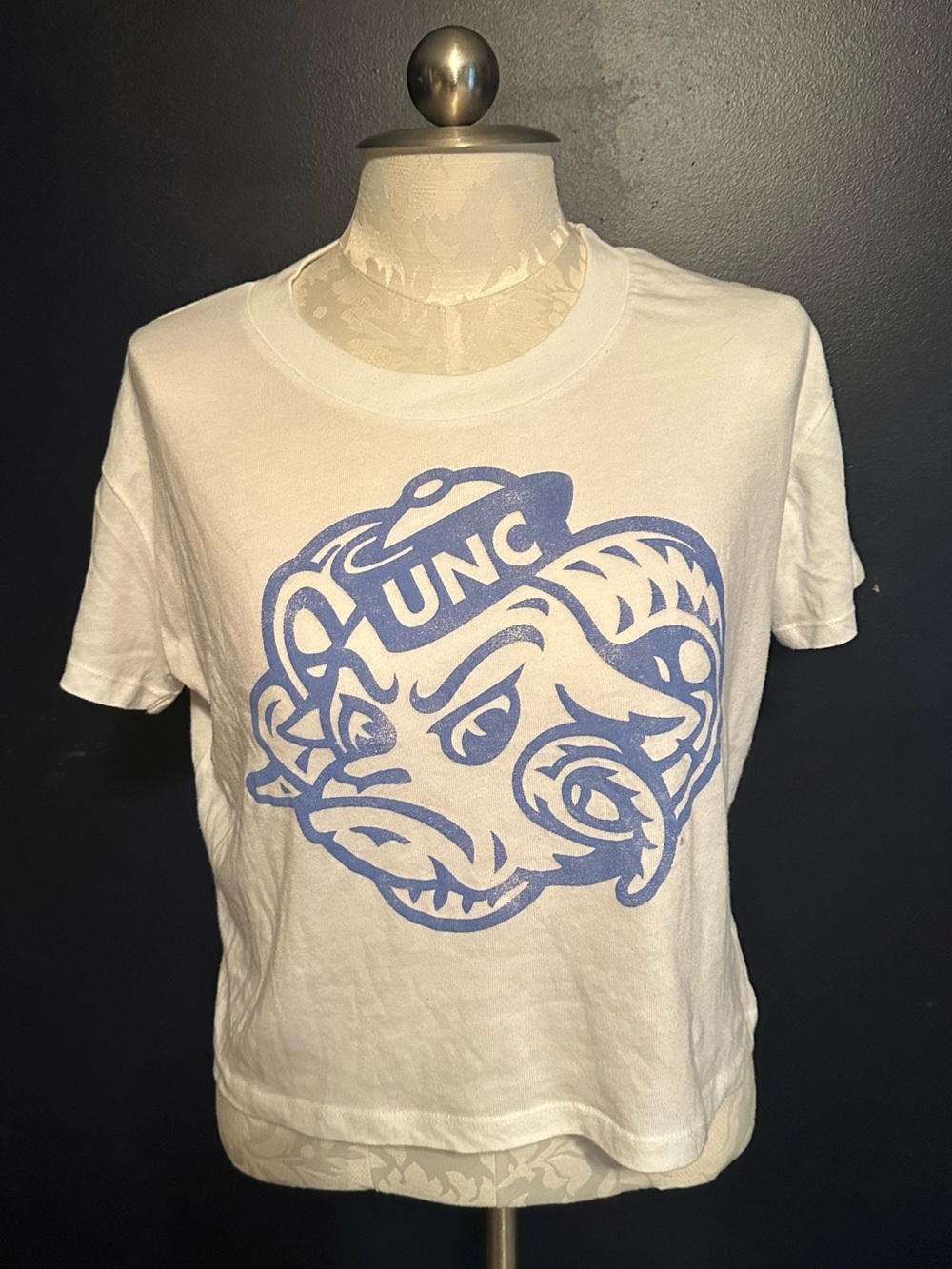 UNC North Carolina Tar Heels Rameses Graphic T-Shirt White Blue Size Large
